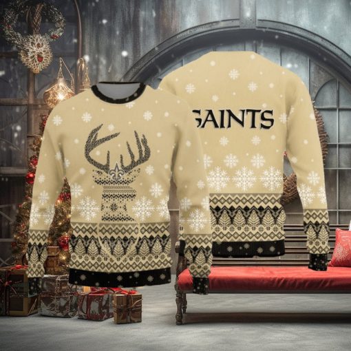 New Orleans Saints Christmas Reindeer Ugly Christmas Sweater Hat AOP Gift For Fans