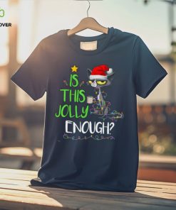 Is This Jolly Enough Black Cat Merry Christmas Tree Lights Shirt