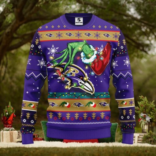 Baltimore Ravens Grinch Christmas Ugly Sweater