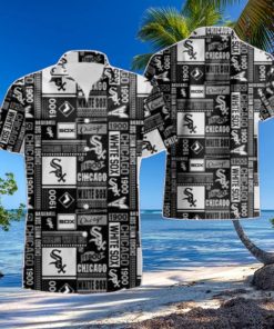 White Sox Monochrome Vintage Logo And Text Hawaiian Aloha Shirt