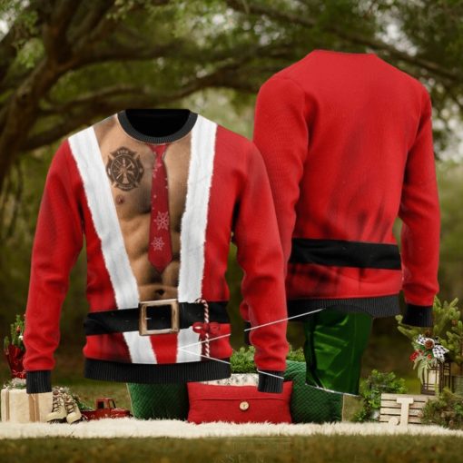 6 Packs Body With Firefighter Tattoo For Firefighters Ugly Christmas Sweater For Men & Women