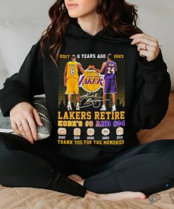 6 Years Ago Kobe Bryant Lakers Retire Kobe’s #8 And #24 Thank You For The Memories Signatures Shirt