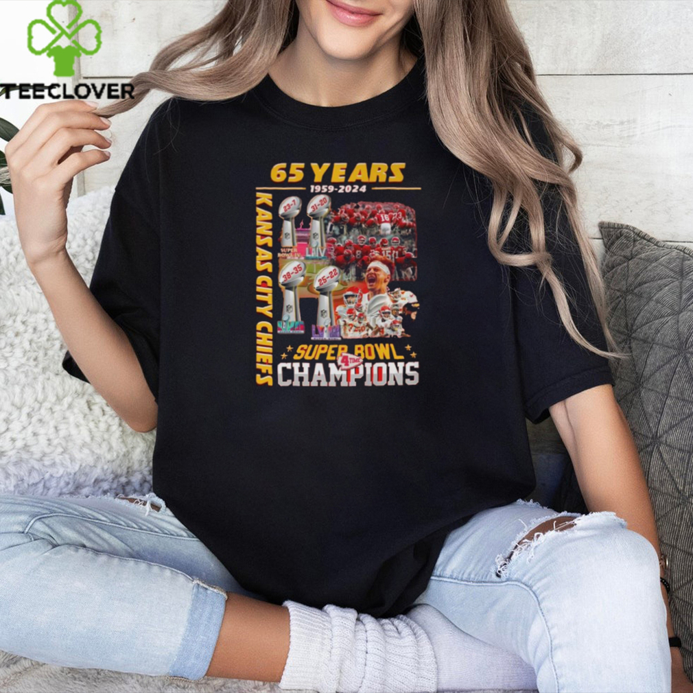 65 Years 1959 – 2024 Kansas City Chiefs 4 X Super Bowl Champions T Shirt 65 Years 1959 – 2024 Kansas City Chiefs 4 X Super Bowl Champions T Shirt