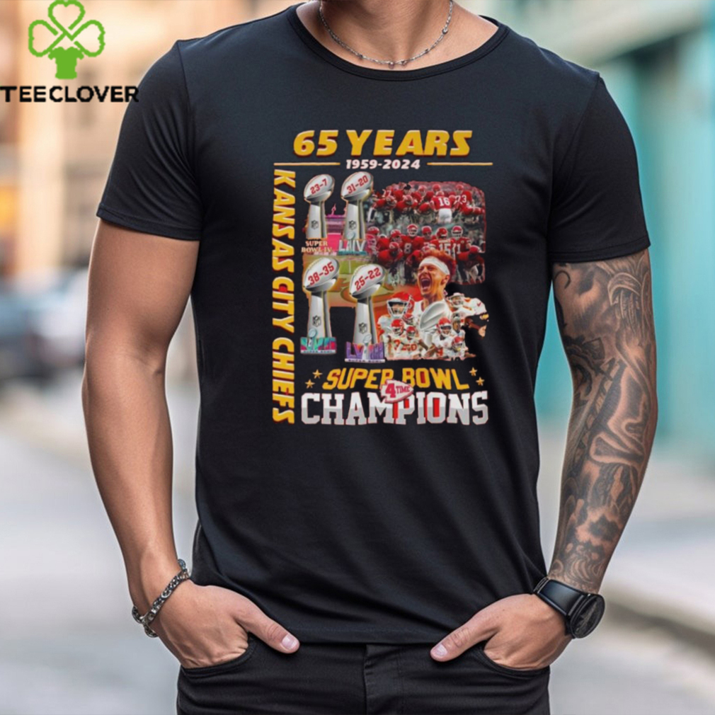 65 Years 1959 – 2024 Kansas City Chiefs 4 X Super Bowl Champions T Shirt 65 Years 1959 – 2024 Kansas City Chiefs 4 X Super Bowl Champions T Shirt