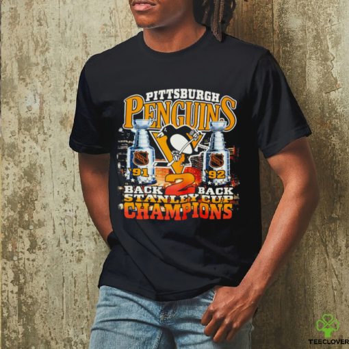 Mitchell and Ness Pittsburgh Penguins back 2 back Stanley Cup Champions 1991 1992 retro shirt