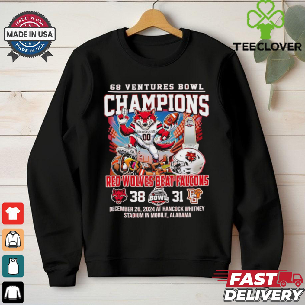 68 Ventures Bowl Champions Red Wolves beat Falcons score mascot shirt 68 Ventures Bowl Champions Red Wolves beat Falcons score mascot shirt