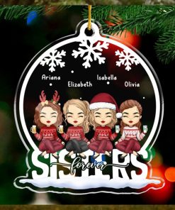 Besties Forever Bestie Personalized Custom Ornament Acrylic Snow Globe Shaped Christmas Gift For Best Friends, BFF, Sisters