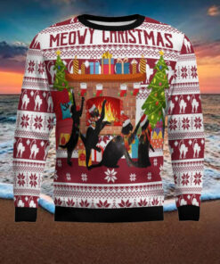 Black Cat Christmas Dancing Ugly Christmas Sweater
