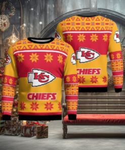 Kansas City Chiefs Logo Big Snowflake Pattern Ugly Christmas Sweater