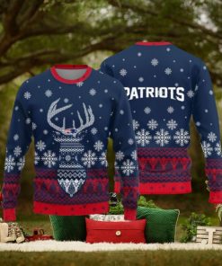 New England Patriots Logo Knitted Reindeer Ugly Christmas Sweater