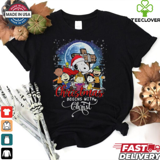 Snoopy Christmas Begins With Christ T Shirt