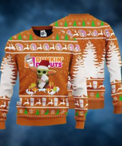 Baby Yoda Hug Dunkin’ Donuts Ugly Christmas Sweater