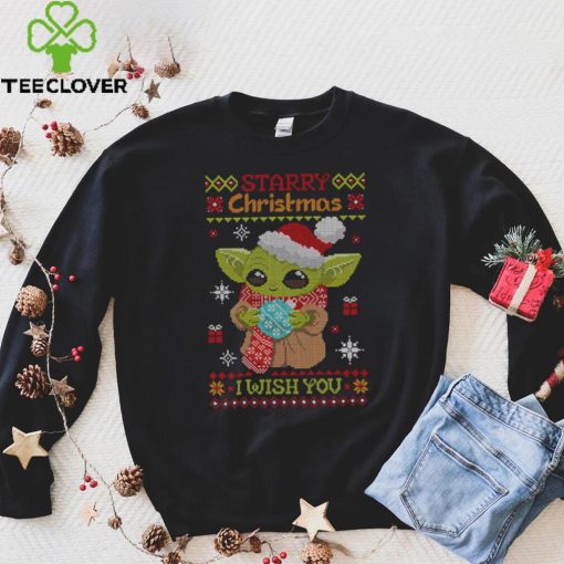 Baby Yoda Starry Christmas I wish you ugly Xmas 2022 shirt