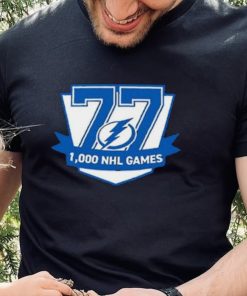 77 Victor Hedman Tampa Bay Lightning 1,000 Games Logo Shirt