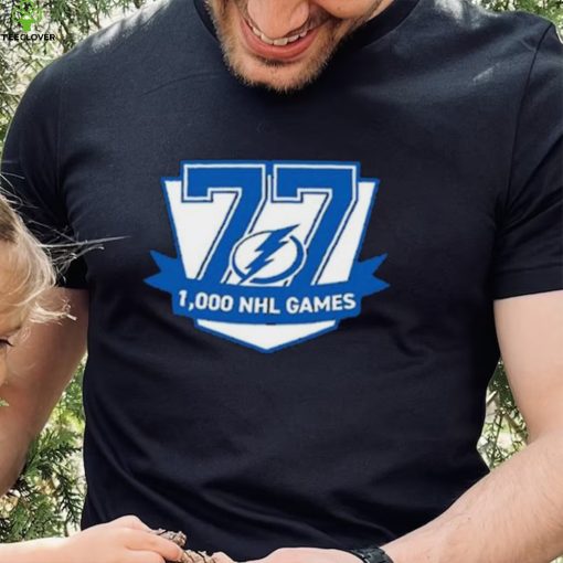 77 Victor Hedman Tampa Bay Lightning 1,000 Games Logo Shirt