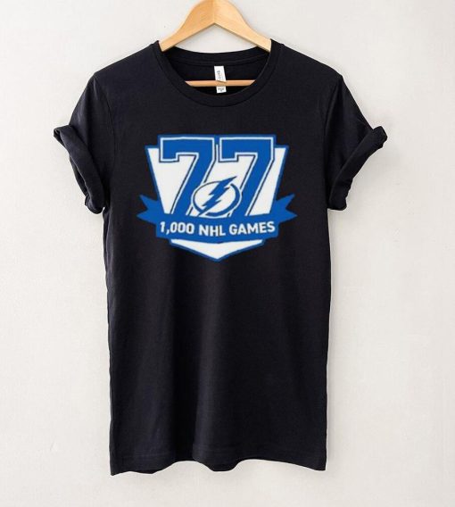 77 Victor Hedman Tampa Bay Lightning 1,000 Games Logo Shirt