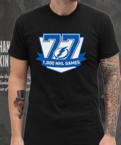 77 Victor Hedman Tampa Bay Lightning 1,000 Games Logo Shirt