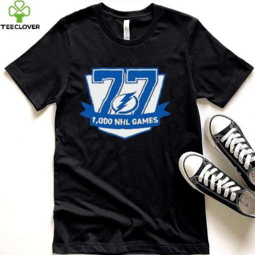 77 Victor Hedman Tampa Bay Lightning 1,000 Games Logo Shirt