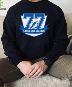 77 Victor Hedman Tampa Bay Lightning 1,000 Games Logo Shirt