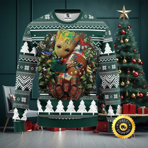 NFL Michigan State Spartans Groot Hug Christmas Ugly Sweater