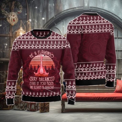 Flamingo Yoga Ugly Christmas Sweater AOP All Over Printed Sweater