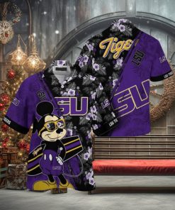 NCAA Lsu Tigers Hawaiian Shirt Mickey And Floral Pattern