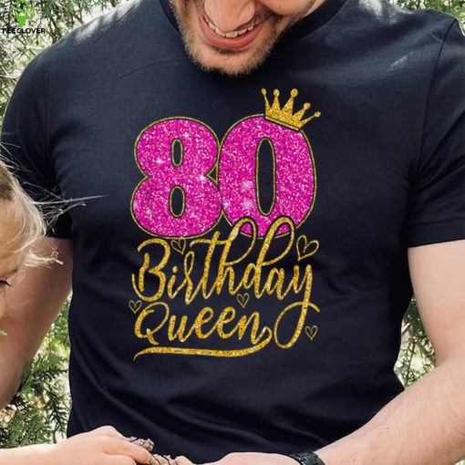 80 Year Old Gifts 80th Birthday Queen diamond crown Pink T Shirt