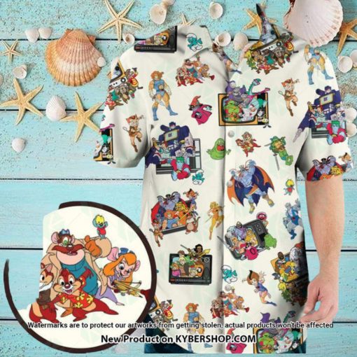 80S Famous Cartoon Characters Pattern Hawaiian Shirt