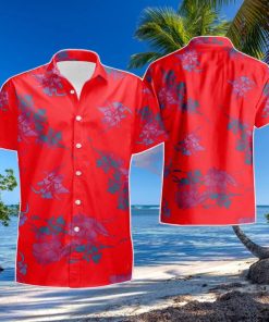 80s Red Poly Hilo Hattie Summer Hawaiian Shirt