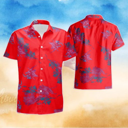 80s Red Poly Hilo Hattie Summer Hawaiian Shirt