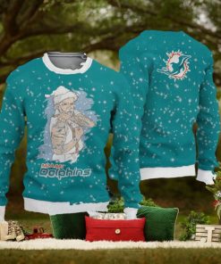 Miami Dolphins Fans Santa Claus Tattoo Ugly Christmas Sweater Gift