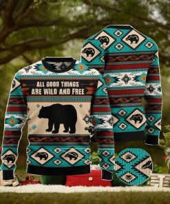 Bear Wild And Free Christmas Gift Ugly Christmas Sweater Xmas Holiday