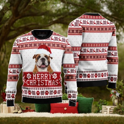 Merry Christmas Bulldog Christmas Gift Ugly Christmas Sweater Xmas Holiday