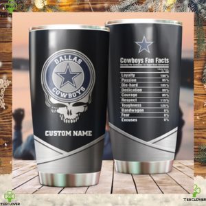 Dallas Cowboys Fan Facts Super Bowl Champions American NFL Football Team Logo Grateful Dead Skull Custom Name Personalized Tumbler Cup For Fanz