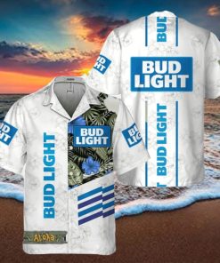 Bud Light White Tropical Flower Hawaiian Shirt For Men And Women Gift Hawaiian Beer