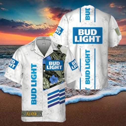 Bud Light White Tropical Flower Hawaiian Shirt For Men And Women Gift Hawaiian Beer