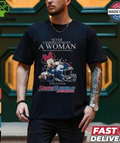 Never Underestimate A Woman Who Understands Football And Loves South Alabama Jaguars x Minnie Mouse T Shirt