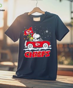 Happy Merry Christmas Snoopy drive a car Kansas City Chiefs logo flag gift shirt 3 Happy Merry Christmas Snoopy drive a car Kansas City Chiefs logo flag gift shirt