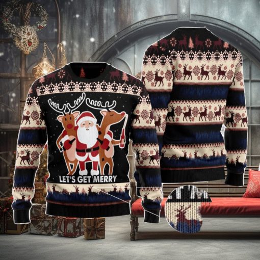 Let‘s Get Merry Christmas Gift Ugly Christmas Sweater Xmas Holiday