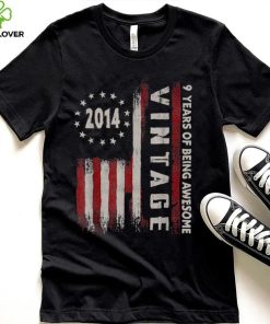 9 Years Old Gift Vintage 2014 American Flag 9th Birthday T Shirt