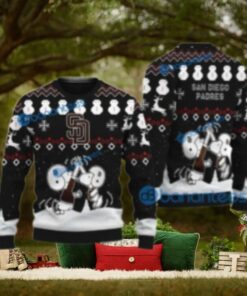 San Diego Padres Snoopy Ugly Sweater Snowmen Christmas Theme