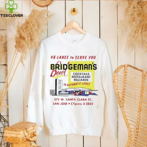 Bridgeman’s Bowl 48 lanes to serve you cocktails restaurant billiards shirt