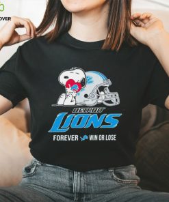 Snoopy Detroit Lions forever win or lose helmet logo shirt