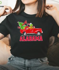 Happy Merry Christmas The Grinch drive a car Alabama Crimson Tide football logo flag gift shirt