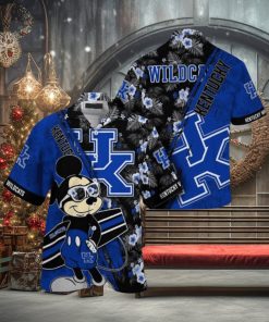 NCAA Kentucky Wildcats Hawaiian Shirt Mickey And Floral Pattern