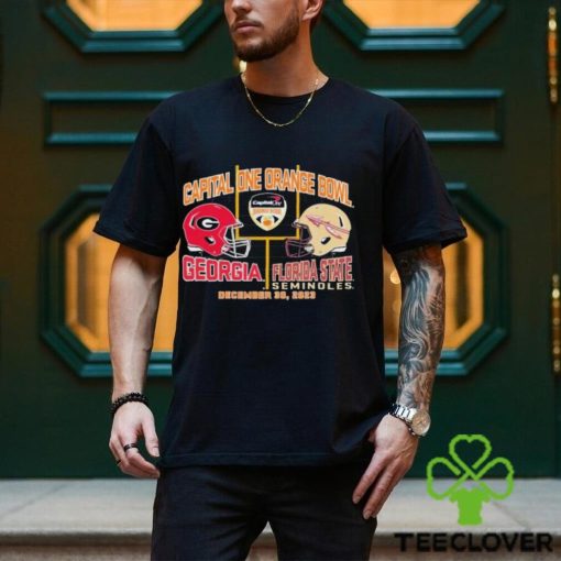 2023 Orange Bowl Georgia Bulldogs vs. Florida State Seminoles Dueling Helmet Shirt