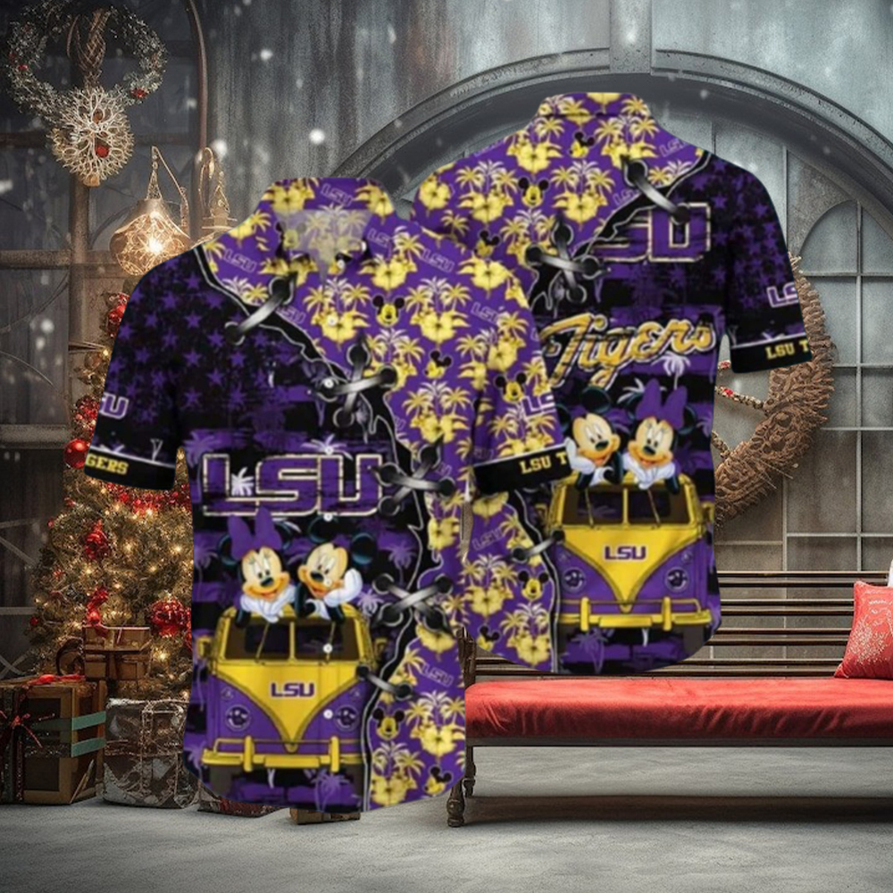 NCAA LSU Tigers Mickey Mouse Hawaiian Shirt Gift For Summer Holiday NCAA LSU Tigers Mickey Mouse Hawaiian Shirt Gift For Summer Holiday