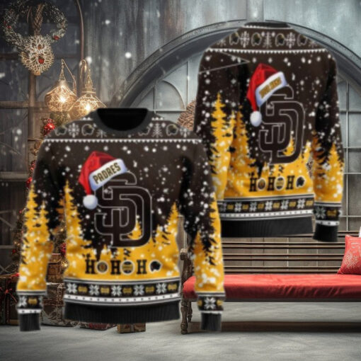 San Diego Padres Ugly Christmas Sweater Ho Ho Ho Santa Hat