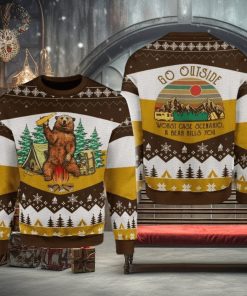 A Bear With Beer Go Outside Camping 3d All Over Print Ugly Christmas Sweater