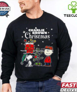 A Charlie Brown Christmas Snoopy Xmas Cartoon Shirt festive holiday design featuring Snoopy from the classic *A Charlie Brown Christmas* cartoon